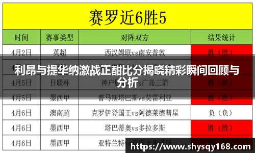利昂与提华纳激战正酣比分揭晓精彩瞬间回顾与分析