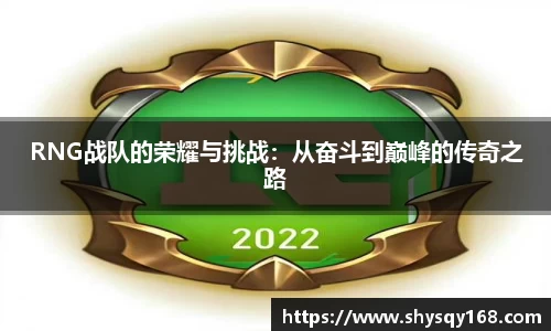 RNG战队的荣耀与挑战：从奋斗到巅峰的传奇之路